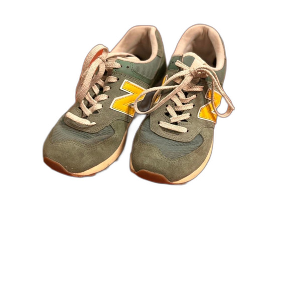 New Balance 574 Women's Mallard Green Yellow White Trainers Size 6.5 - Picture 4 of 8